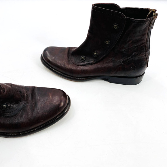 Frye Women's Phillip Military Zip Boot Dark Brown Leather Size 37 - Picture 4 of 10